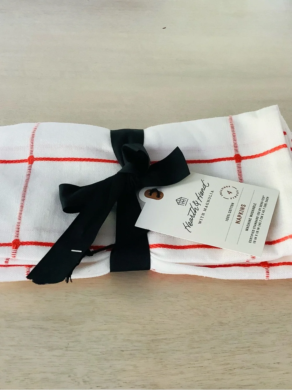 4pc Hearth & Hand Magnolia Poppy Gingham Napkin Set